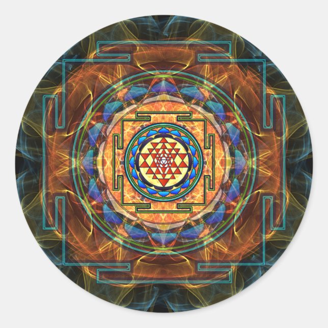 Sri Yantra - Sacred Geometry Classic Round Sticker (Front)