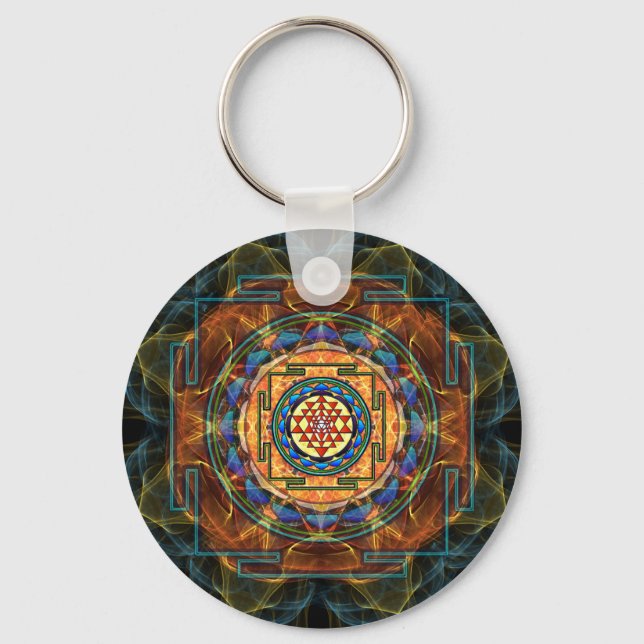 Sri Yantra - Sacred Geometry Key Ring (Front)