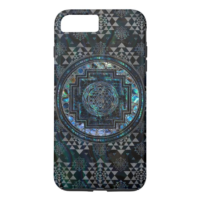 Sri Yantra  / Sri Chakra Abalone Shell and Silver Case-Mate iPhone Case (Back)