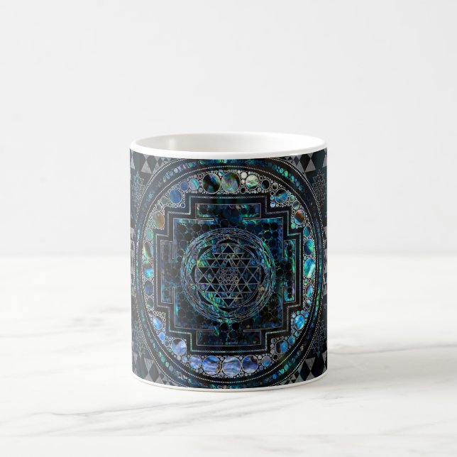 Sri Yantra  / Sri Chakra Abalone Shell and Silver Coffee Mug (Center)