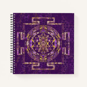 Sri Yantra / Sri Chakra Amethyst and gold Notebook