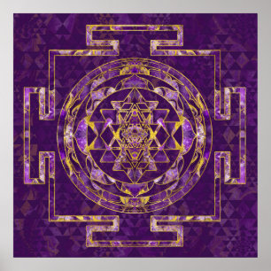 Sri Yantra  / Sri Chakra Amethyst and gold Poster