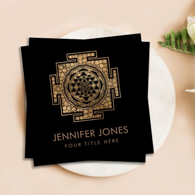 Sri Yantra  / Sri Chakra  Dot Art Square Business Card (Creator Uploaded)