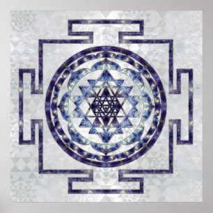 Sri Yantra  / Sri Chakra Gemstone and pearl Poster