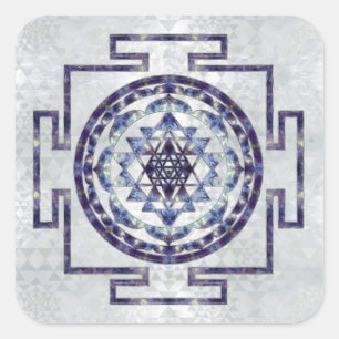 Sri Yantra  / Sri Chakra Gemstone and pearl Square Sticker