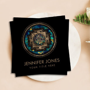 Sri Yantra  / Sri Chakra Gold and Marble Dot Art Square Business Card