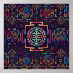 Sri Yantra  / Sri Chakra in colour Poster