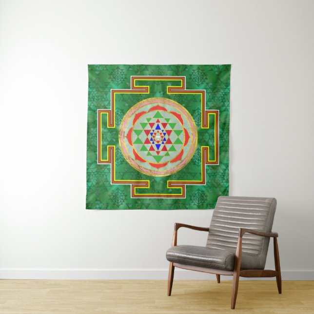 Sri Yantra  / Sri Chakra in colour Tapestry (In Situ)