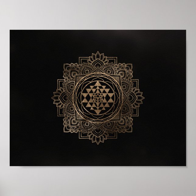 Sri Yantra  / Sri Chakra in golden lotus Poster (Front)