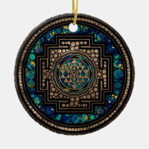 Sri Yantra  / Sri Chakra Marble and Gold Ceramic Tree Decoration