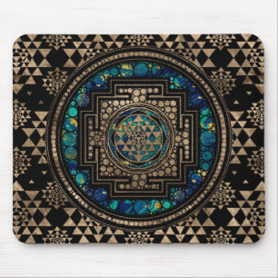 Sri Yantra  / Sri Chakra Marble and Gold Mouse Mat
