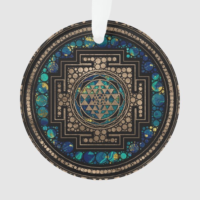 Sri Yantra  / Sri Chakra Marble and Gold Ornament (Front)