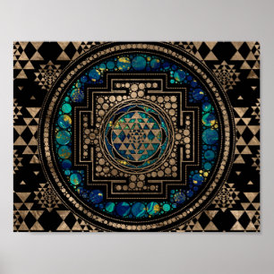 Sri Yantra  / Sri Chakra Marble and Gold Poster