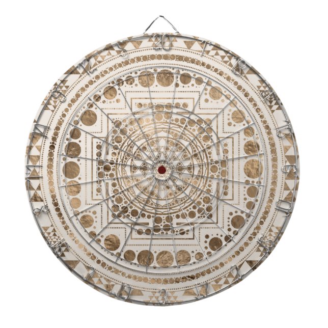 Sri Yantra  / Sri Chakra Pastel Gold Dartboard (Front)