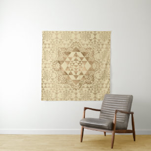 Sri Yantra  / Sri Chakra Pastel Gold Tapestry