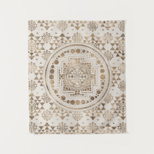 Sri Yantra  / Sri Chakra Pastel Gold Tapestry