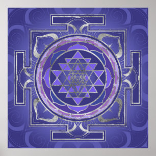 Sri Yantra  / Sri Chakra Purple and Silver Poster