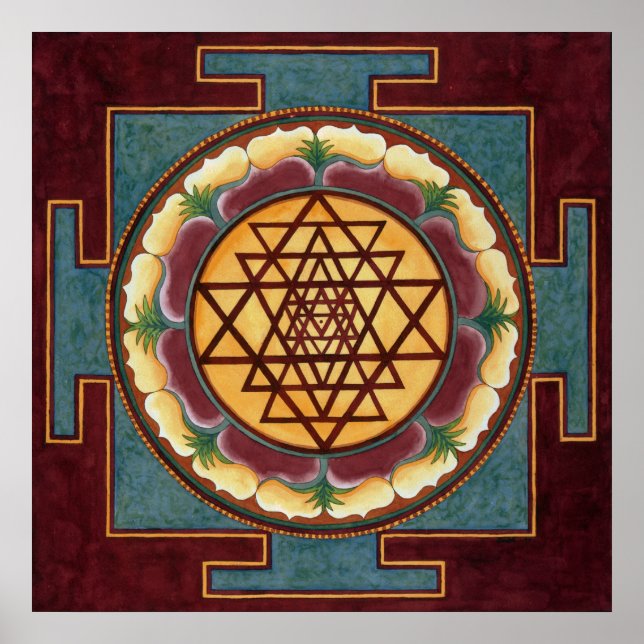 Sri Yantra water colour Poster (Front)