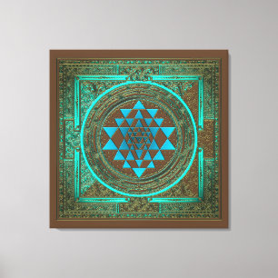 Sri Yantra Water Glow - Wrapped Canvas