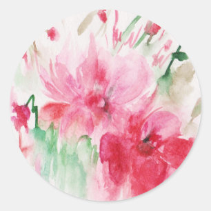 Sricker with flowers classic round sticker