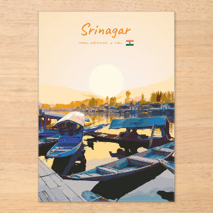 Srinagar, India - Dal Lake Shikara Boats Acrylic Invitations