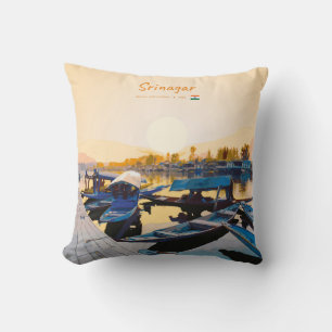 Srinagar, India - Dal Lake Shikara Boats Cushion
