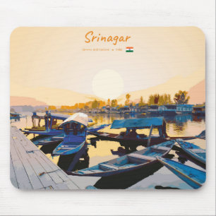 Srinagar, India - Dal Lake Shikara Boats Mouse Mat