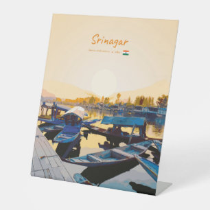 Srinagar, India - Dal Lake Shikara Boats Pedestal Sign