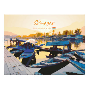 Srinagar, India - Dal Lake Shikara Boats Photo Print