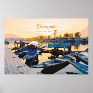 Srinagar, India - Dal Lake Shikara Boats Poster