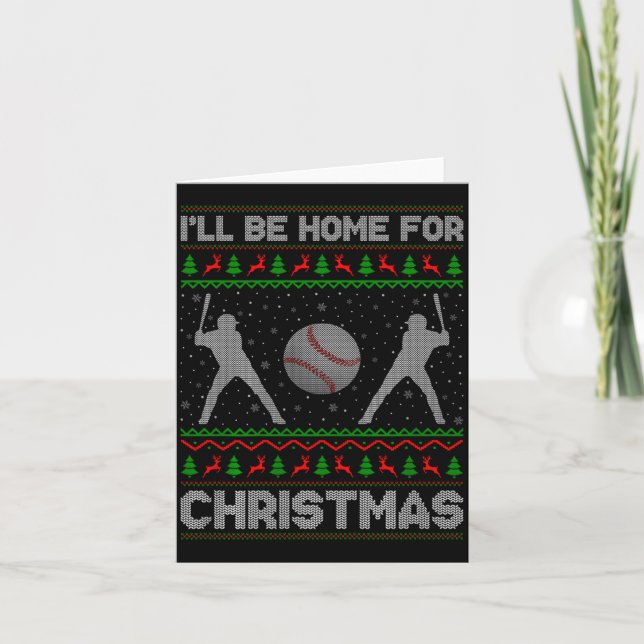 Srty Baseball Player Ugly Christmas Sweaters Xmas  Card (Front)