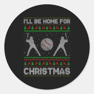 Srty Baseball Player Ugly Christmas Sweaters Xmas Classic Round Sticker