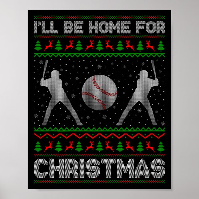 Srty Baseball Player Ugly Christmas Sweaters Xmas  Poster (Front)