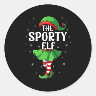 Srty Elf Christmas Girls Women Elf Squad Xmas Fami Classic Round Sticker