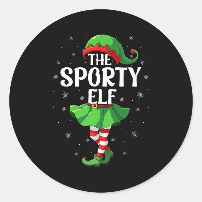 Srty Elf Christmas Girls Women Elf Squad Xmas Fami Classic Round Sticker (Front)