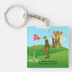SS. Andrew & Jude with 2 Male Golfers Key Ring