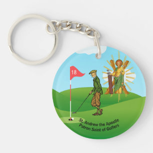 SS. Andrew & Jude with 2 Male Golfers Keychain