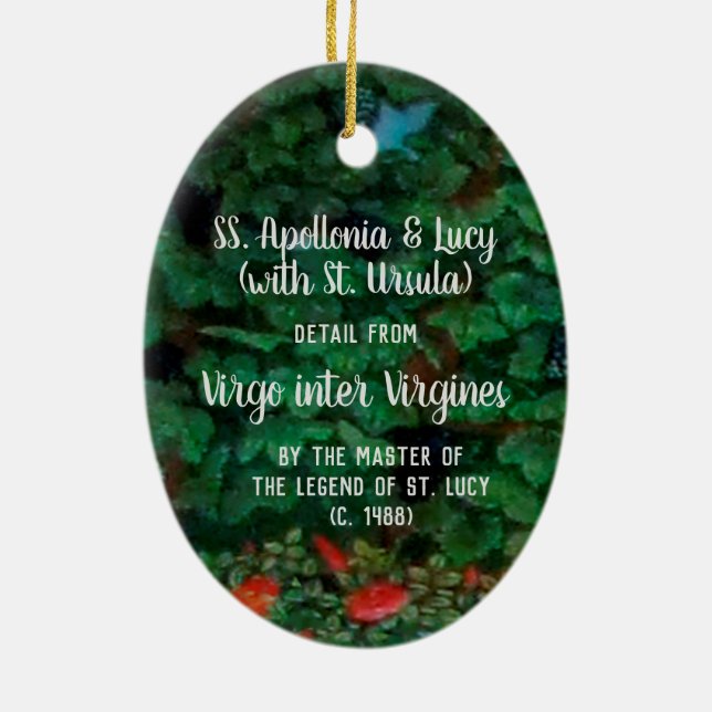 SS. Apollonia and Lucy (with St. Ursula) Ceramic Tree Decoration (Back)