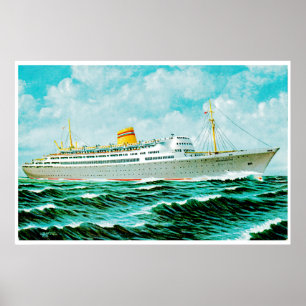 ss Bergenfjord at Sea Poster