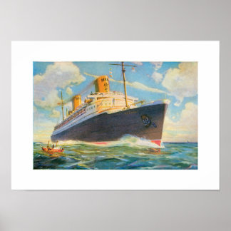 SS Bremen at Sea Poster