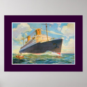 SS Bremen at Sea Poster