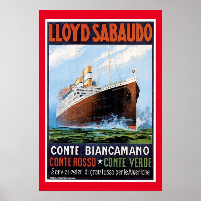 SS Conte Biancamano Vintage Ship Poster (Front)