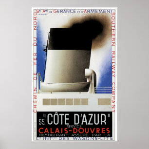 SS Côte d'Azur Vintage Ship Advertisement Poster