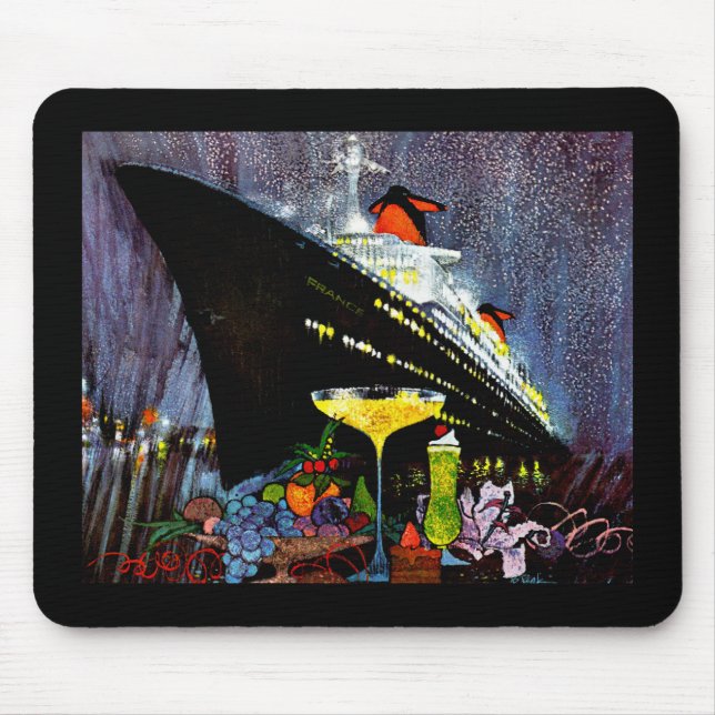 ss France with Champagne Mouse Mat (Front)
