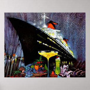 ss France with Champagne Poster