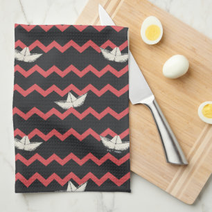 SS Georgie Boat Chevron Pattern Tea Towel
