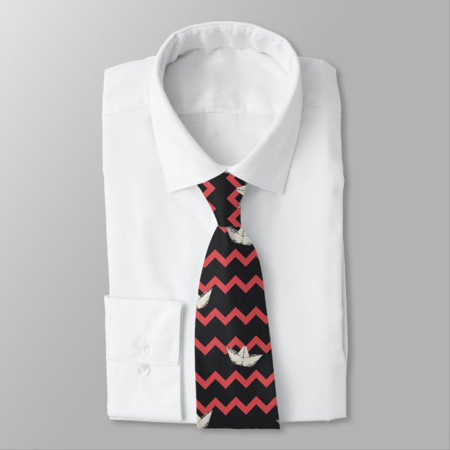 SS Georgie Boat Chevron Pattern Tie (Tied)