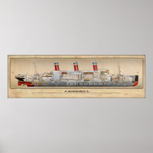 SS Leviathan Inboard Profile/Cutaway Poster