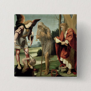 SS. Michael, Andrew and Onuphrius (oil on panel) 15 Cm Square Badge