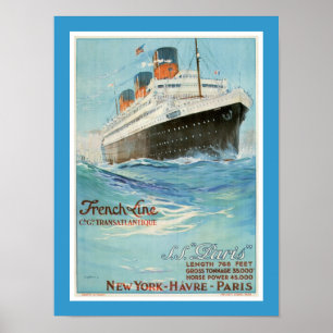 ss Paris - The French Line Poster